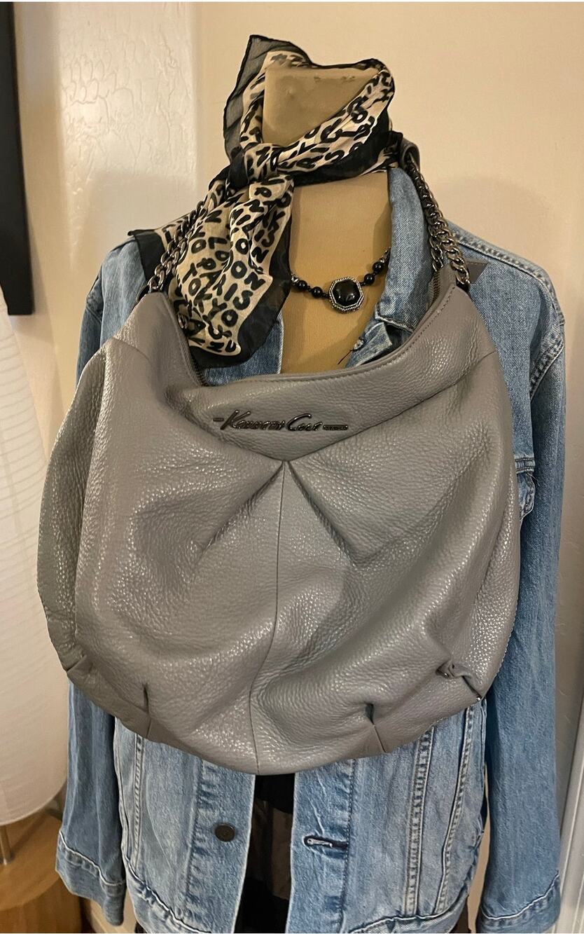 Kenneth Cole New York gray leather purse